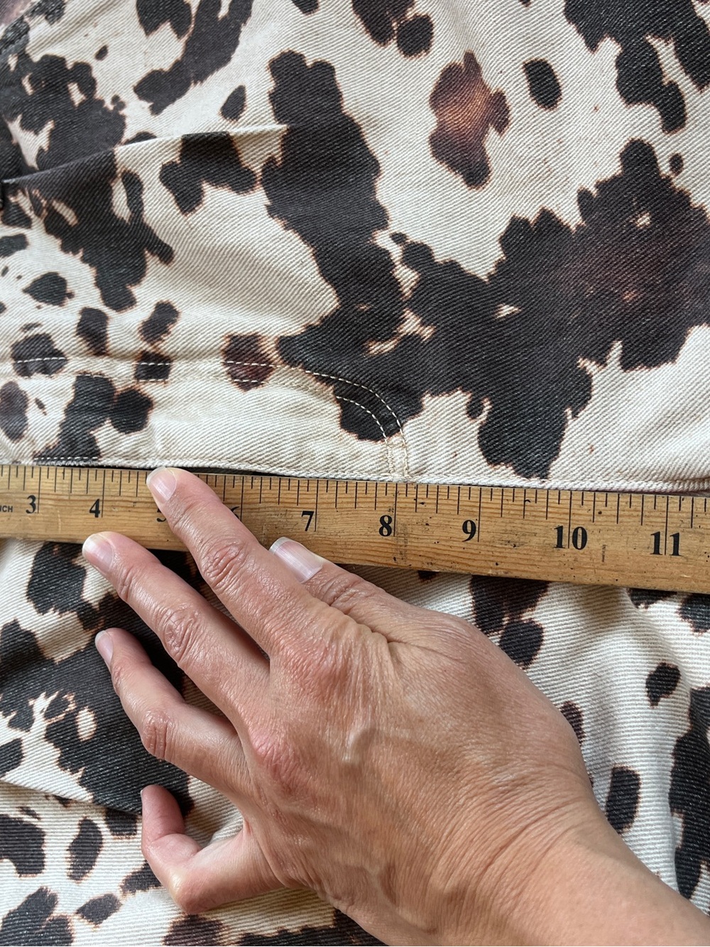 Pilcro wide leg animal splatter print brown cream jeans pleated JNCO 27 4 Y2K - Picture 10 of 13